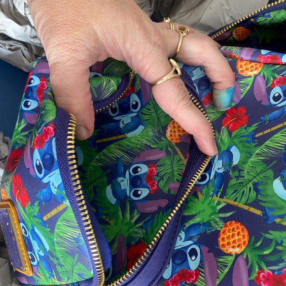 Disney Loungefly Lilo & Stitch Tropical Leaves Mini Backpack LE 600 main image 6